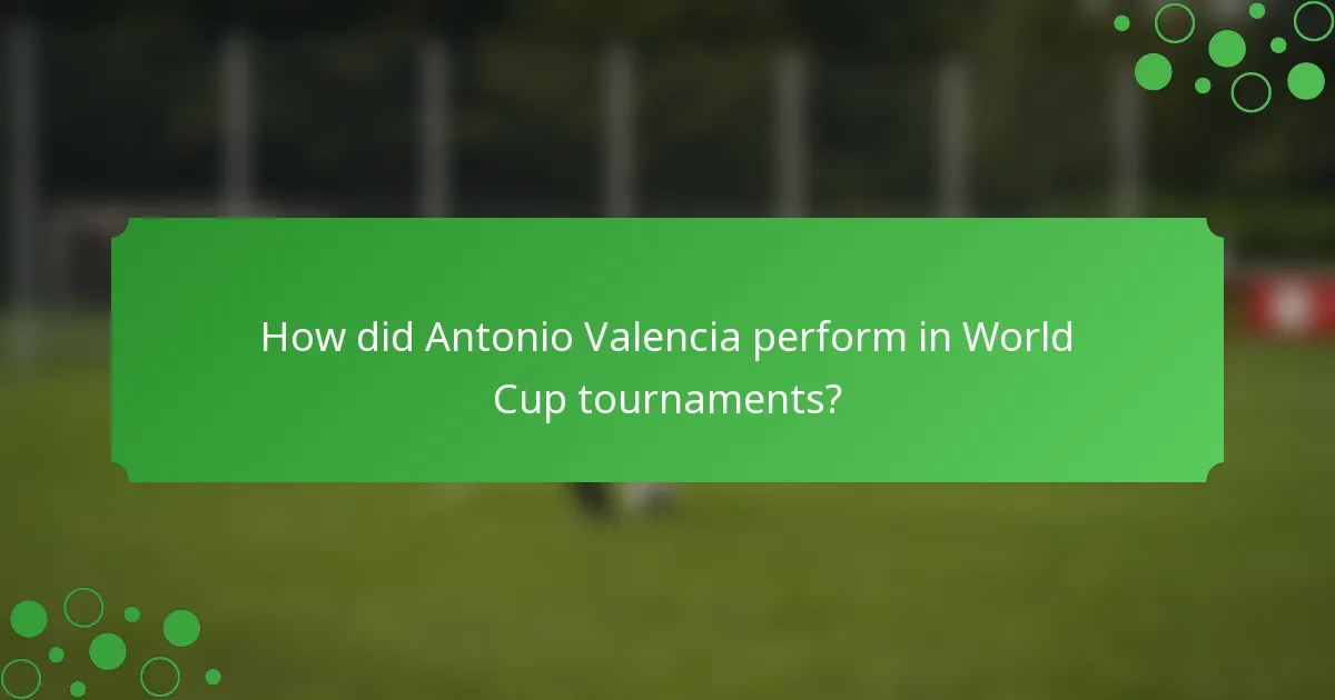 How did Antonio Valencia perform in World Cup tournaments?