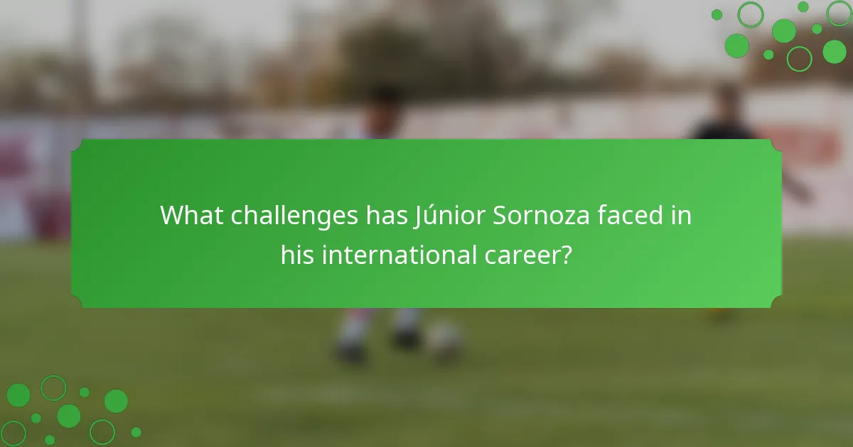 What challenges has Júnior Sornoza faced in his international career?
