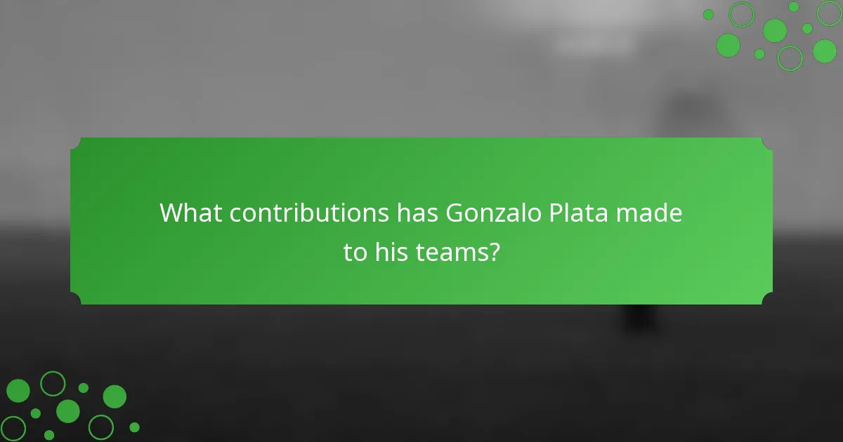 What contributions has Gonzalo Plata made to his teams?