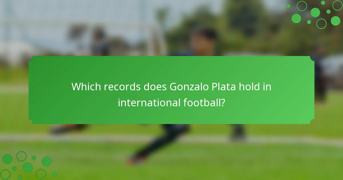 Which records does Gonzalo Plata hold in international football?